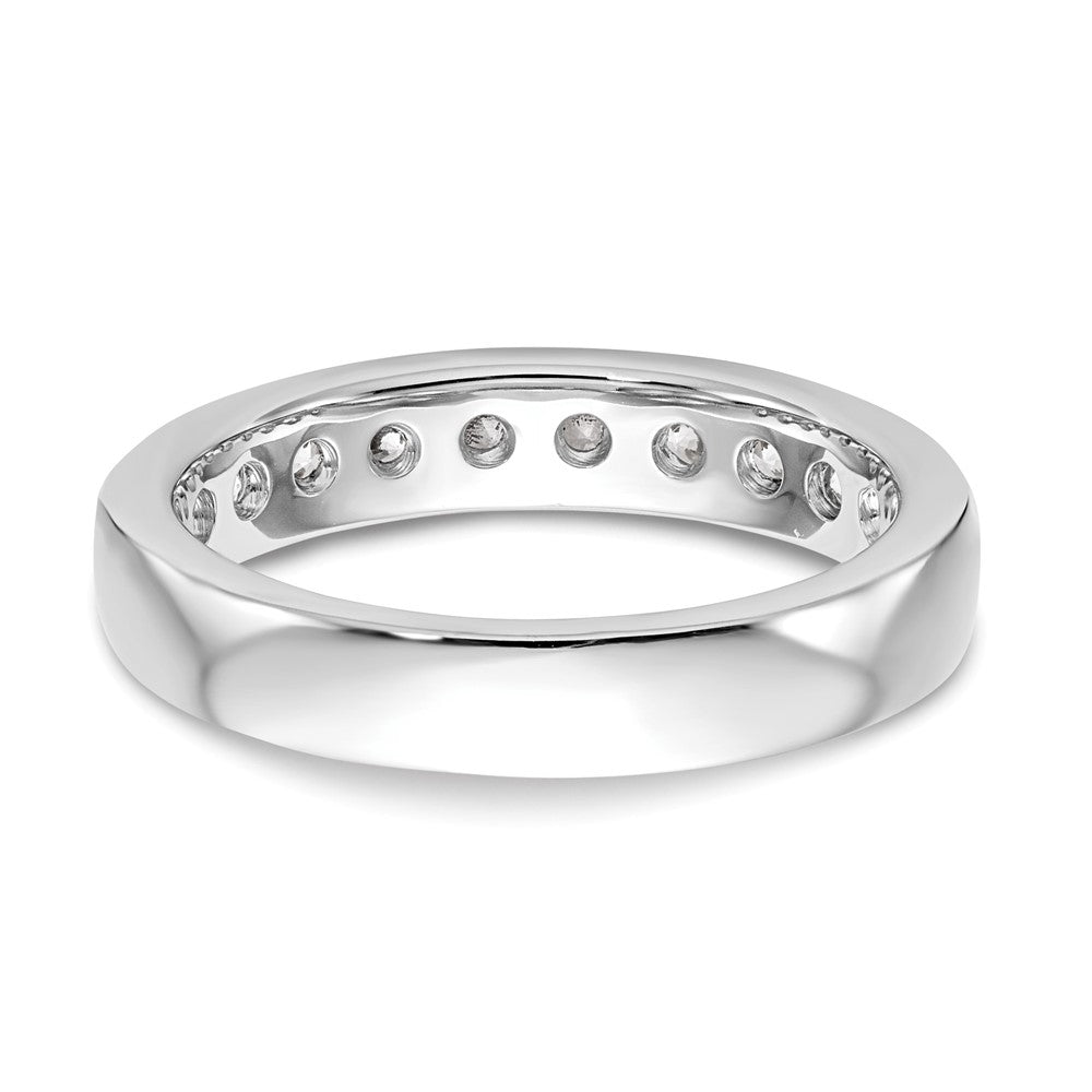 14K White Gold 10-Stone Real Diamond Channel Band