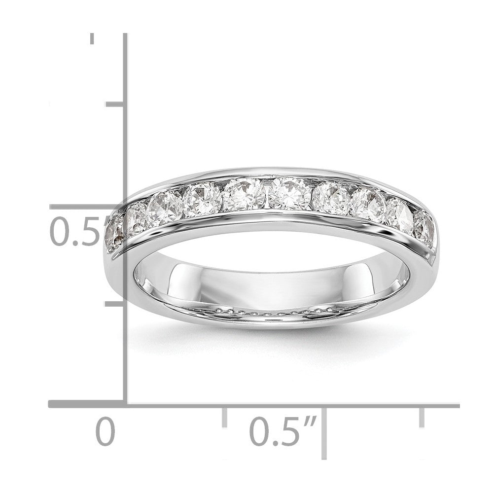 14K White Gold 10-Stone Real Diamond Channel Band