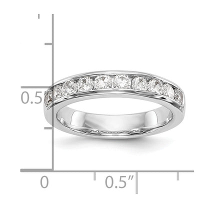 14K White Gold 10-Stone Real Diamond Channel Band