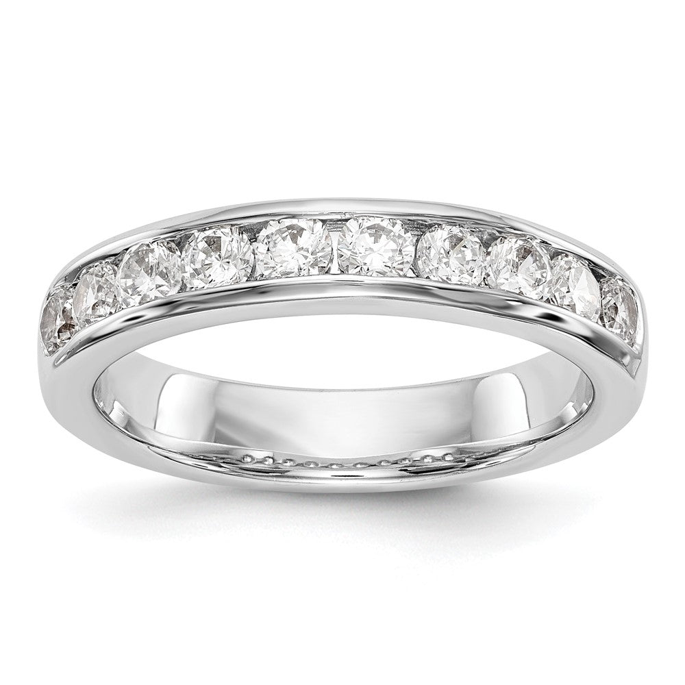 14K White Gold 10-Stone Real Diamond Channel Band