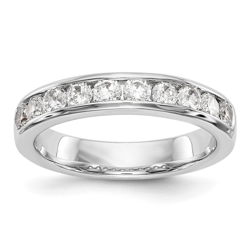 14K White Gold 10-Stone Real Diamond Channel Band