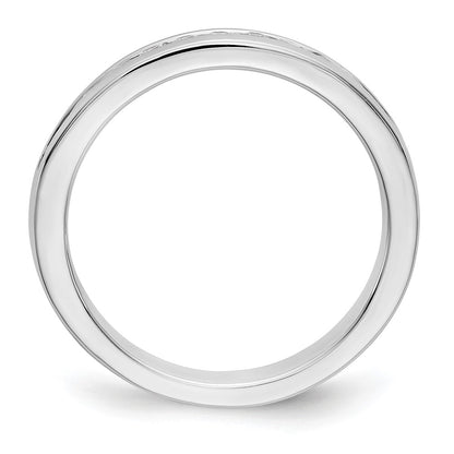 14K White Gold 10-Stone Real Diamond Channel Band