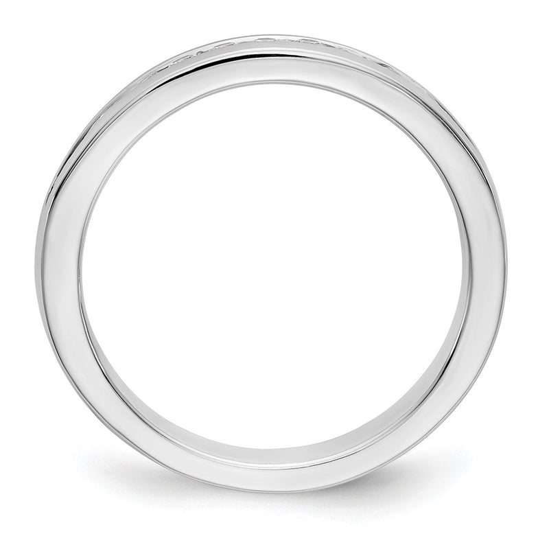 14K White Gold 10-Stone Real Diamond Channel Band