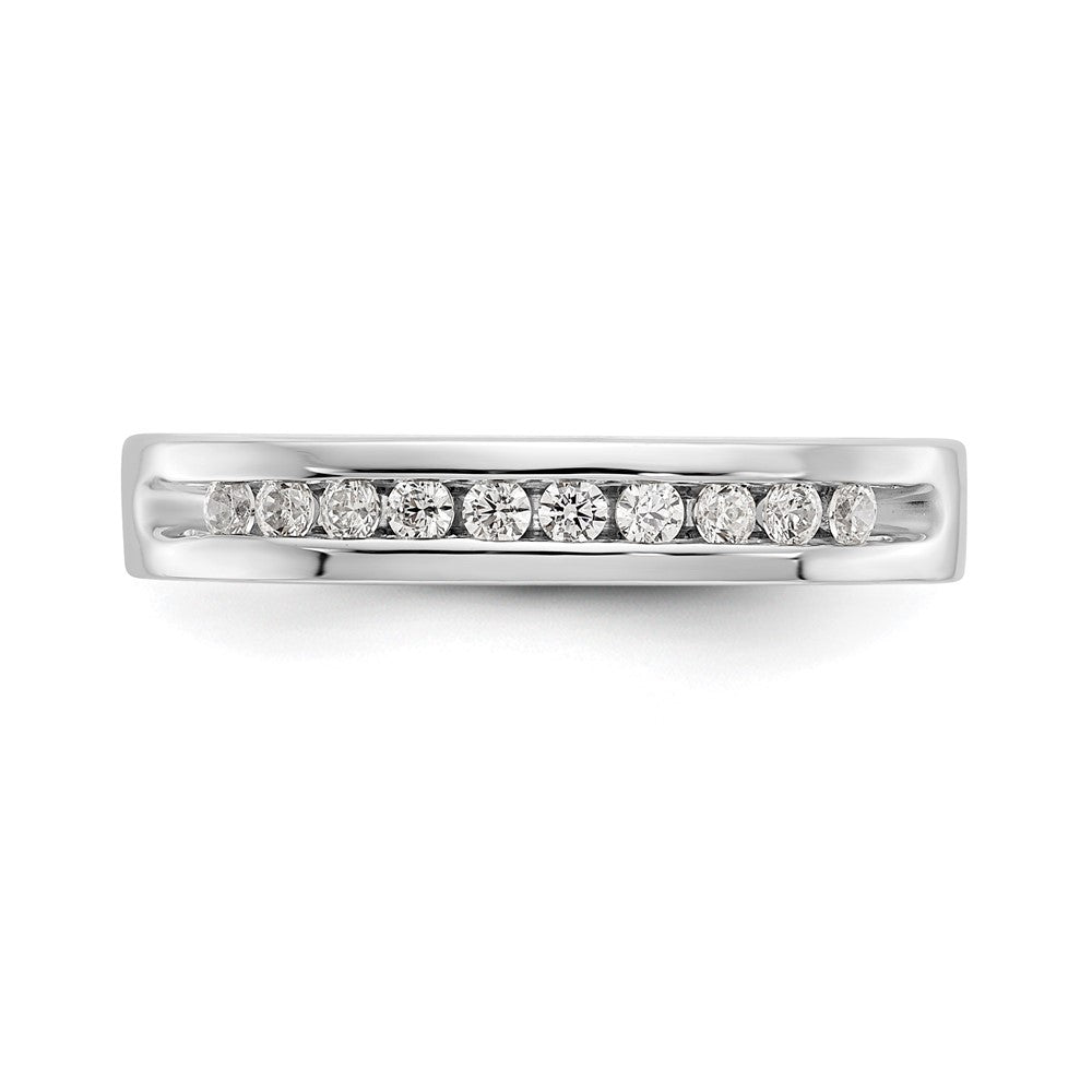 14K White Gold 10-Stone Real Diamond Channel Band