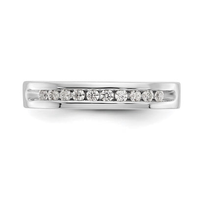 14K White Gold 10-Stone Real Diamond Channel Band