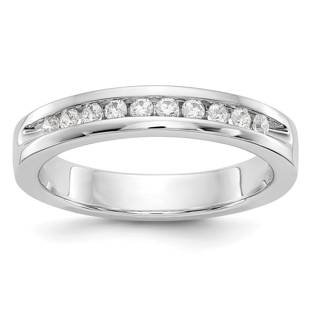 14K White Gold 10-Stone Real Diamond Channel Band