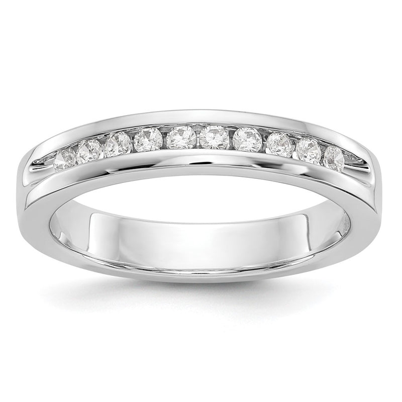 14K White Gold 10-Stone Real Diamond Channel Band