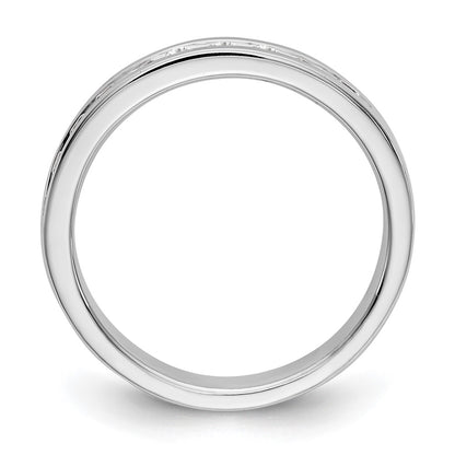 14K White Gold 10-Stone Real Diamond Channel Band