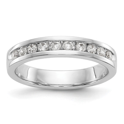 14K White Gold 10-Stone Real Diamond Channel Band