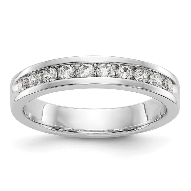14K White Gold 10-Stone Real Diamond Channel Band