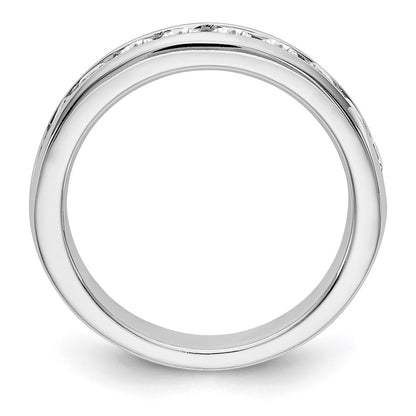 14K White Gold 10-Stone Real Diamond Channel Band