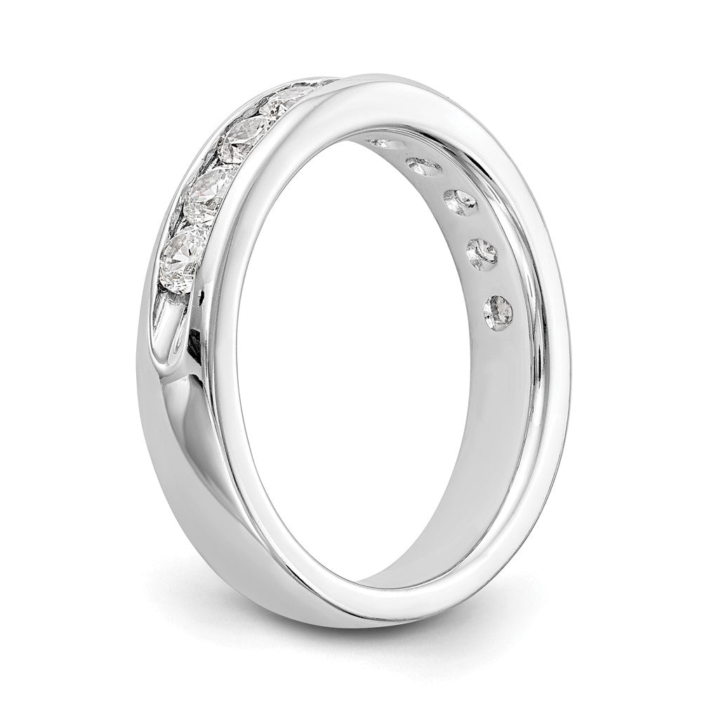14K White Gold 10-Stone Real Diamond Channel Band