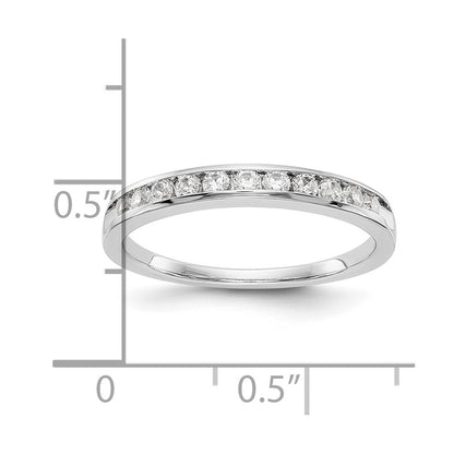 14K White Gold 11 Stone 1/3 Carat Complete Round Diamond Channel Band