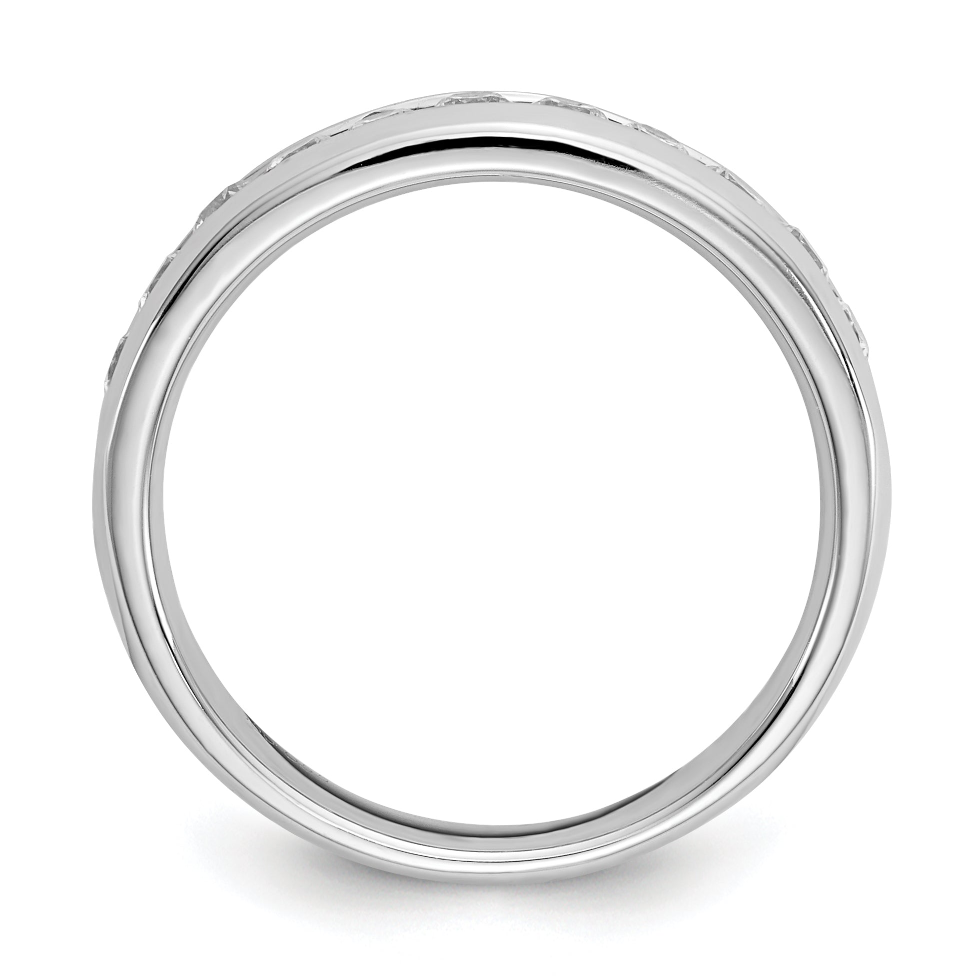 14k White Gold 1/2 Ct. Lab Grown Diamond VS/SI+ G+ Eleven Stone Channel Set Band Ring