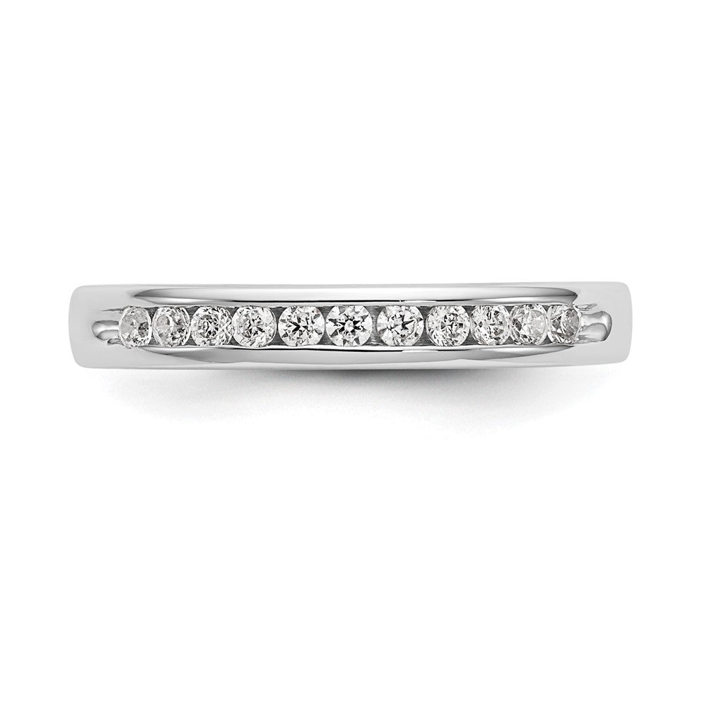 14K White Gold 11-Stone Real Diamond Channel Band
