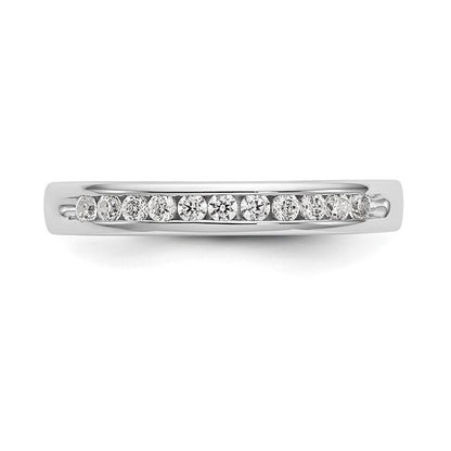 14K White Gold 11-Stone Real Diamond Channel Band