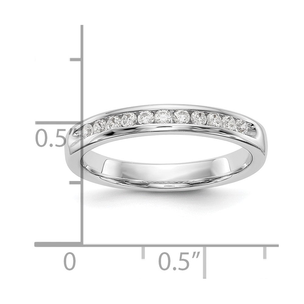 14K White Gold 11-Stone Real Diamond Channel Band
