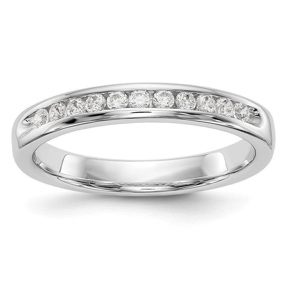 14K White Gold 11-Stone Real Diamond Channel Band