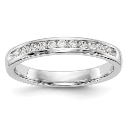 14K White Gold 11-Stone Real Diamond Channel Band