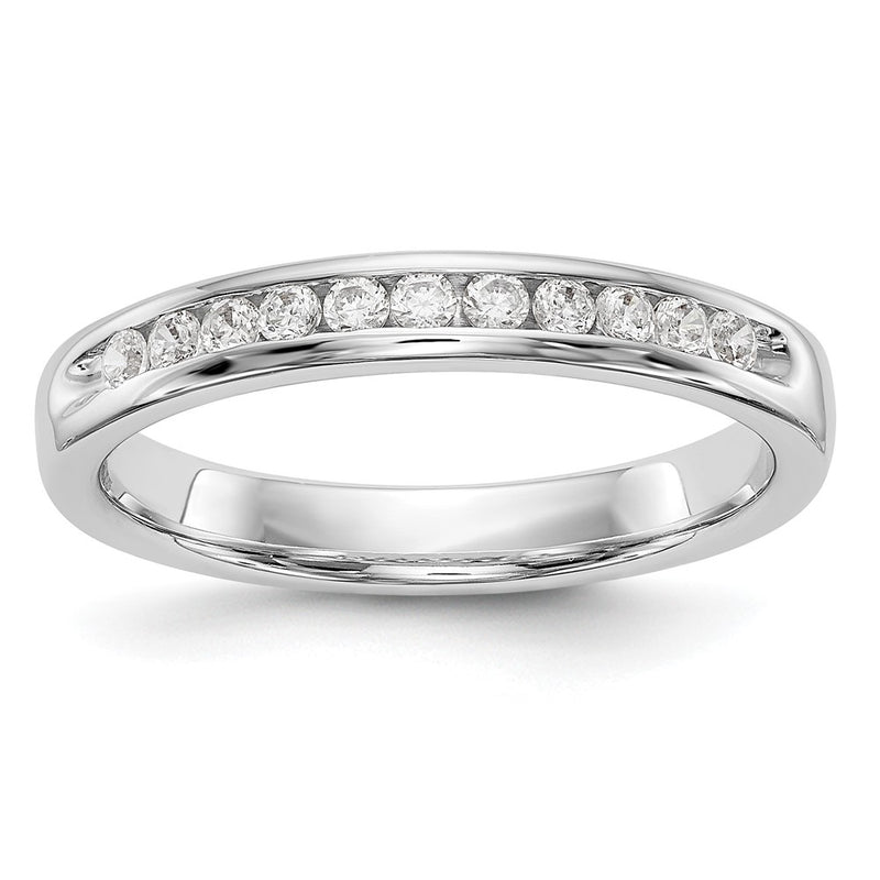 14K White Gold 11-Stone Real Diamond Channel Band