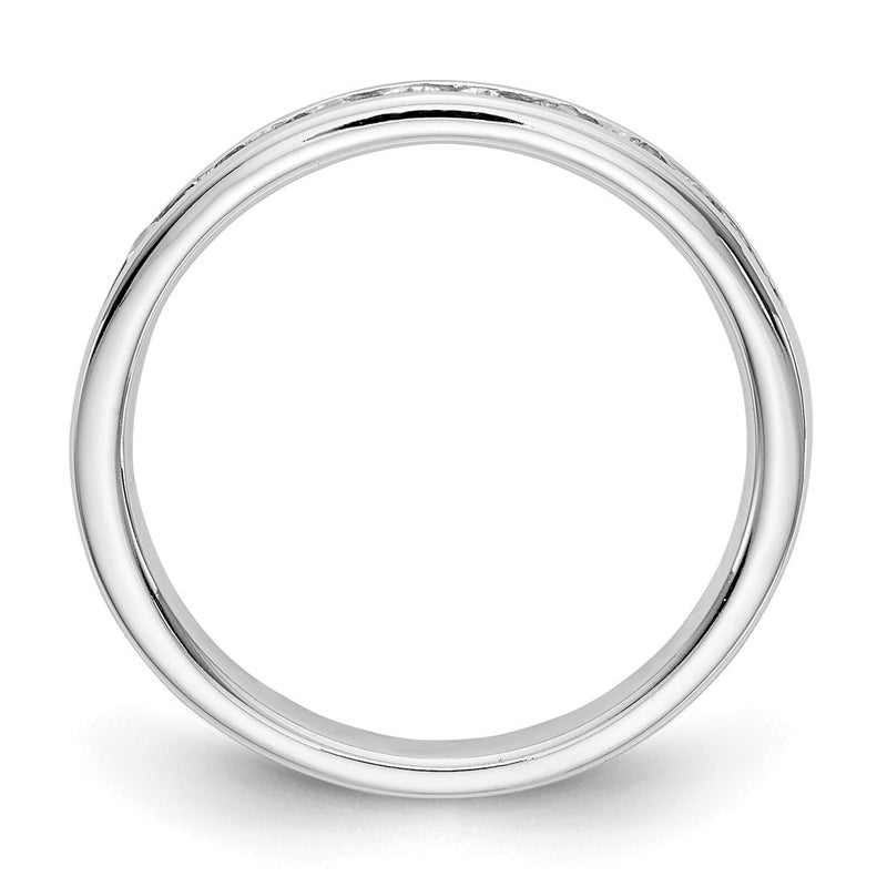 14K White Gold 11-Stone Real Diamond Channel Band