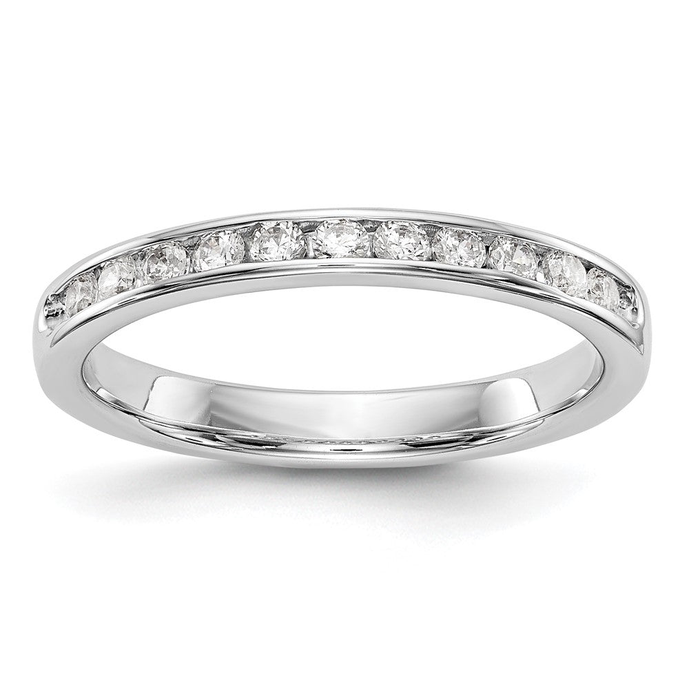 14K White Gold 11-Stone Real Diamond Channel Band