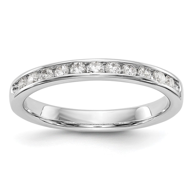 14K White Gold 11-Stone Real Diamond Channel Band