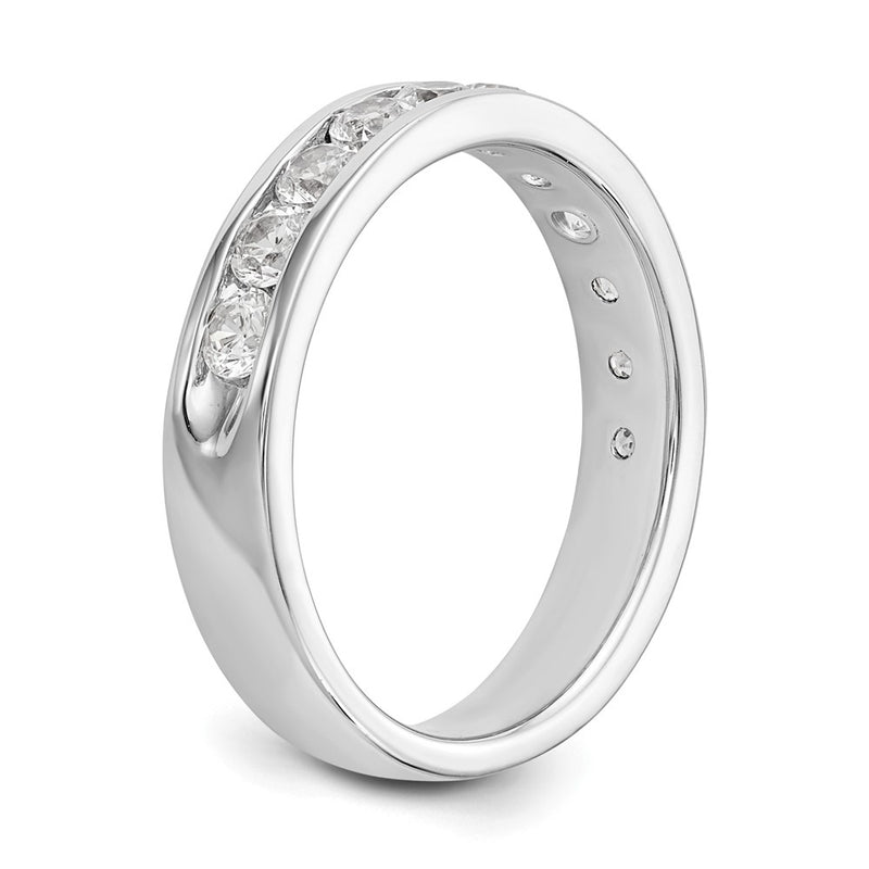 14K White Gold 11-Stone Real Diamond Channel Band