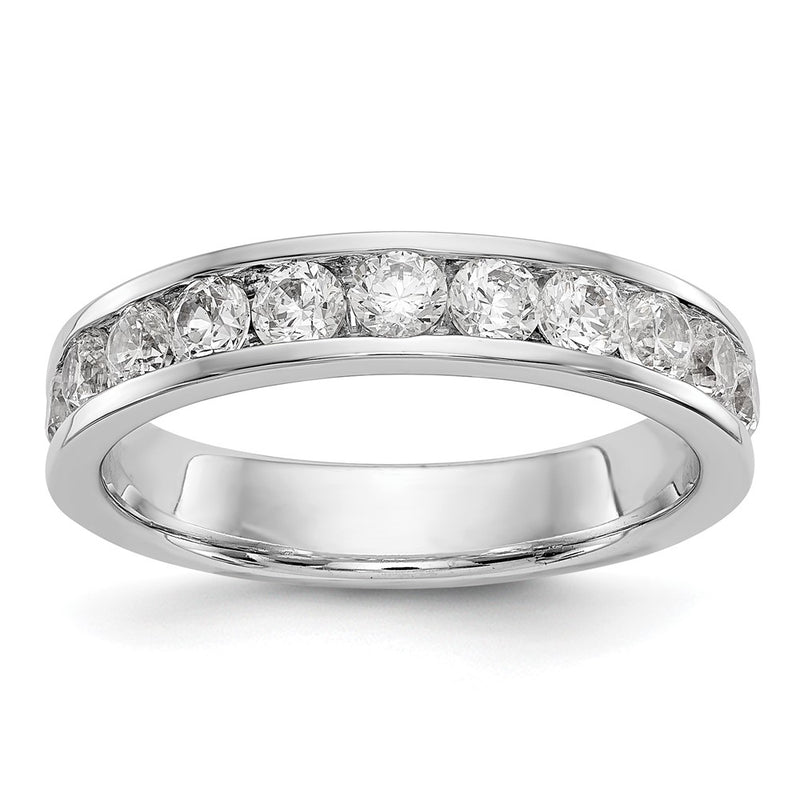 14K White Gold 11-Stone Dia Channel Wedding Band Ring
