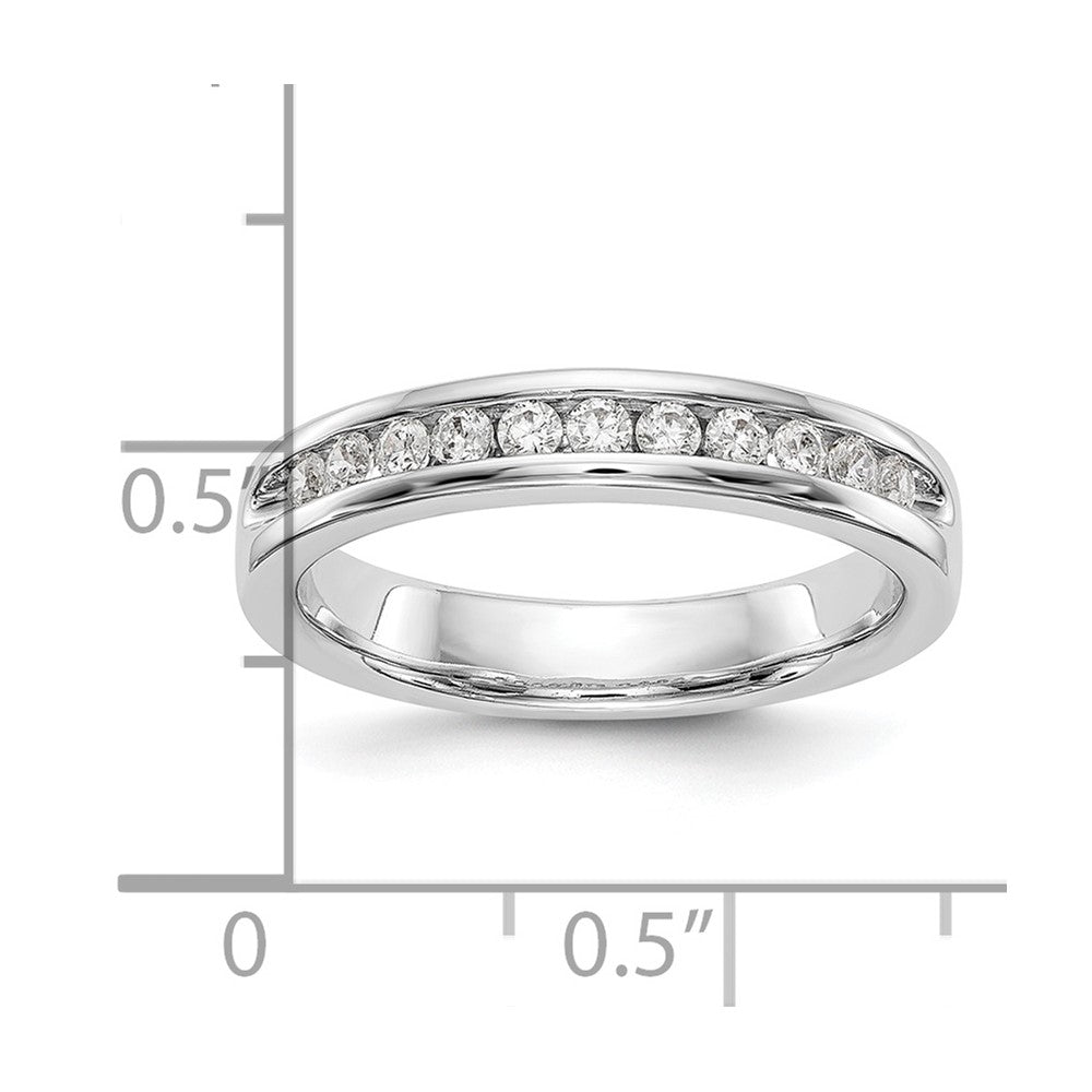 14k White Gold 11-Stone 1/3 carat Round Diamond Complete Channel Band