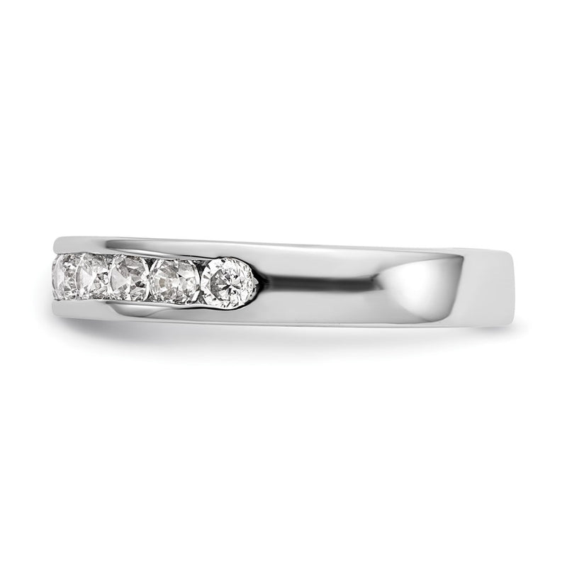 14K White Gold 11-Stone Real Diamond Channel Band