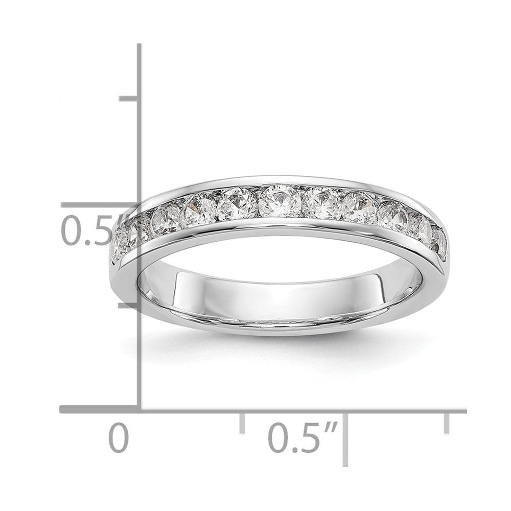 14K White Gold 11-Stone Real Diamond Channel Band