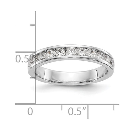 14K White Gold 11-Stone Real Diamond Channel Band