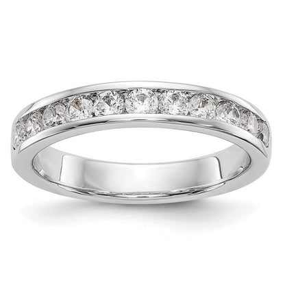 14K White Gold 11-Stone Real Diamond Channel Band