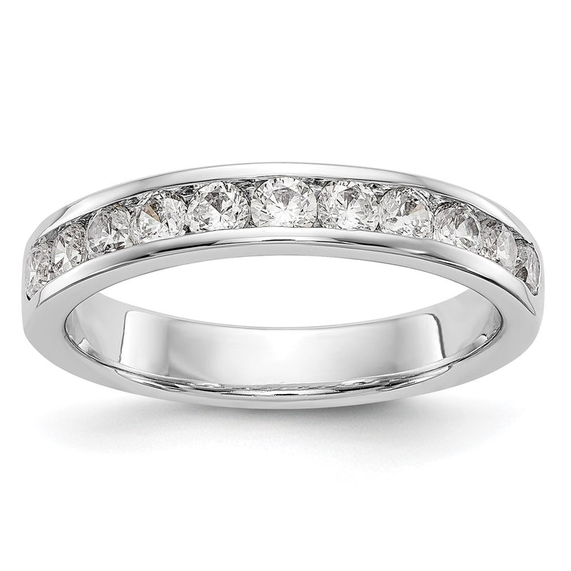 14K White Gold 11-Stone Real Diamond Channel Band