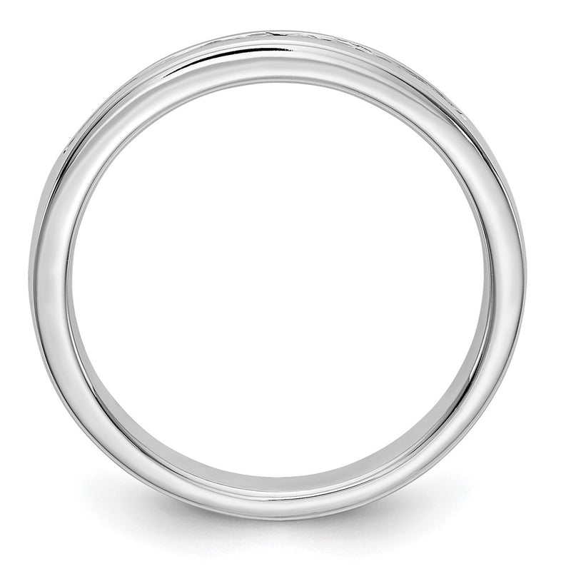 14K White Gold 11-Stone Real Diamond Channel Band