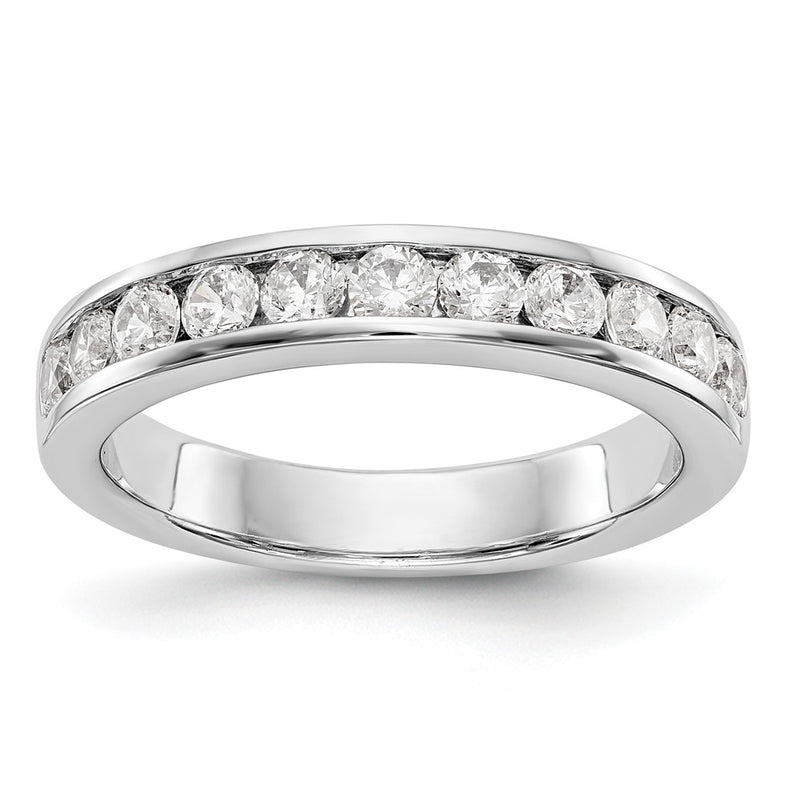 Platinum 11-Stone 3/4 carat Round Diamond Complete Channel Wedding Band Ring