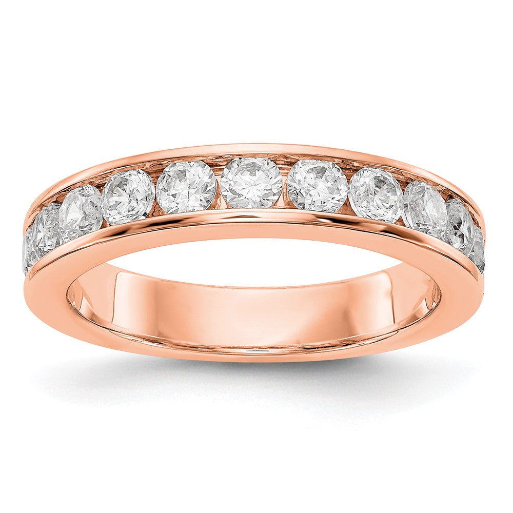 14K Rose Gold 11-Stone Real Diamond Channel Band