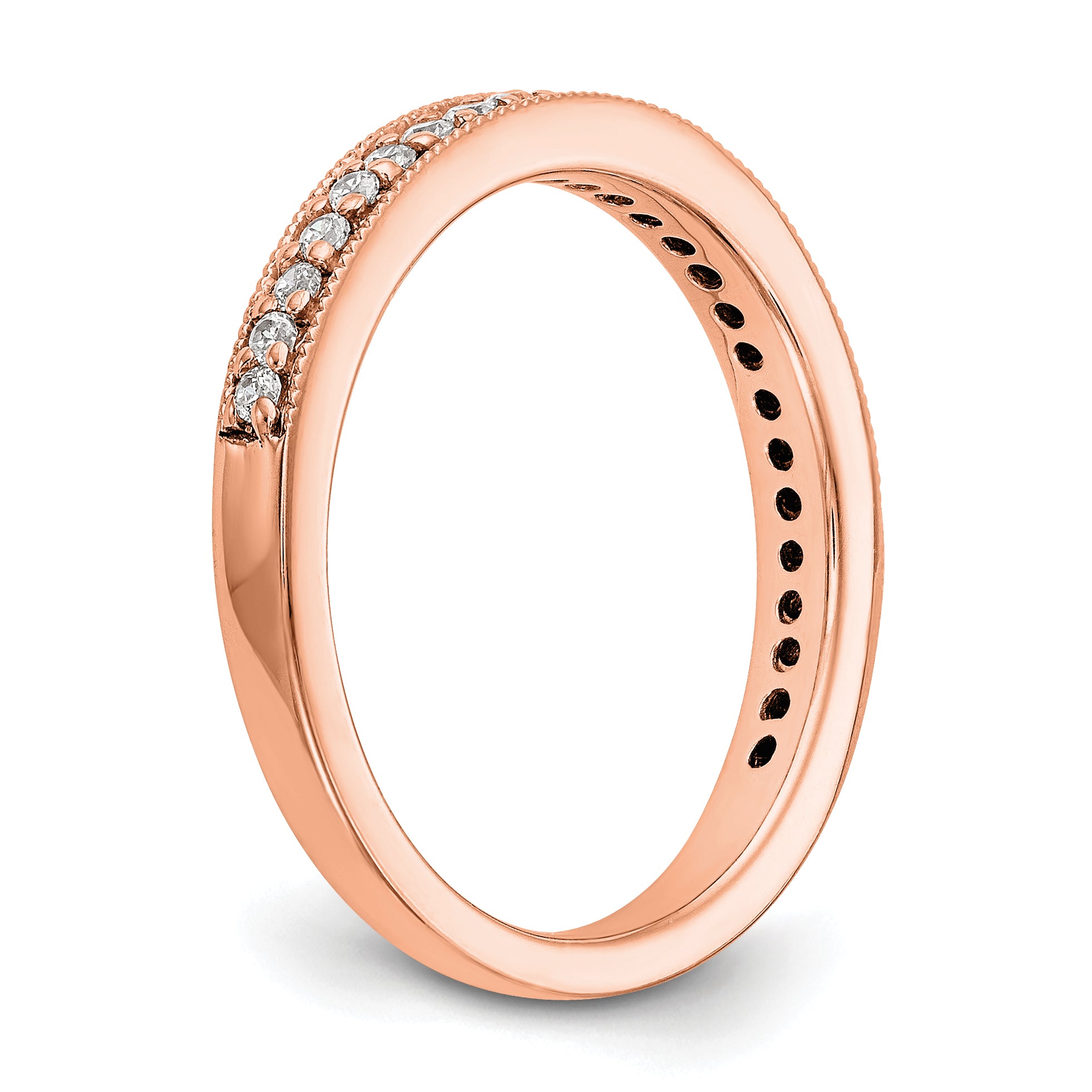 14K Rose Gold Real Diamond Band
