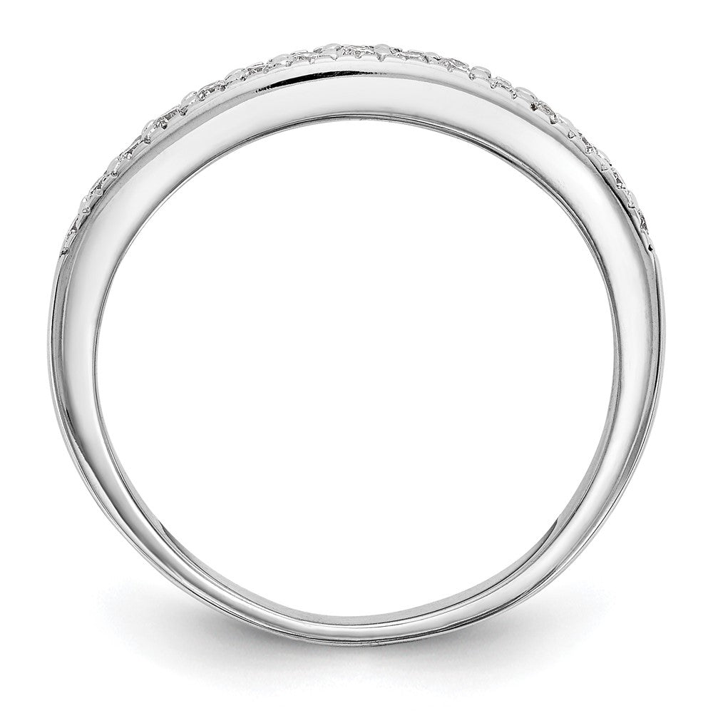 14K White Gold Real Diamond Band - Diamonds: B