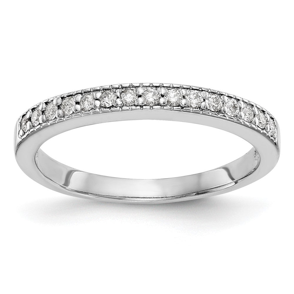 14K White Gold Real Diamond Band - Diamonds: B