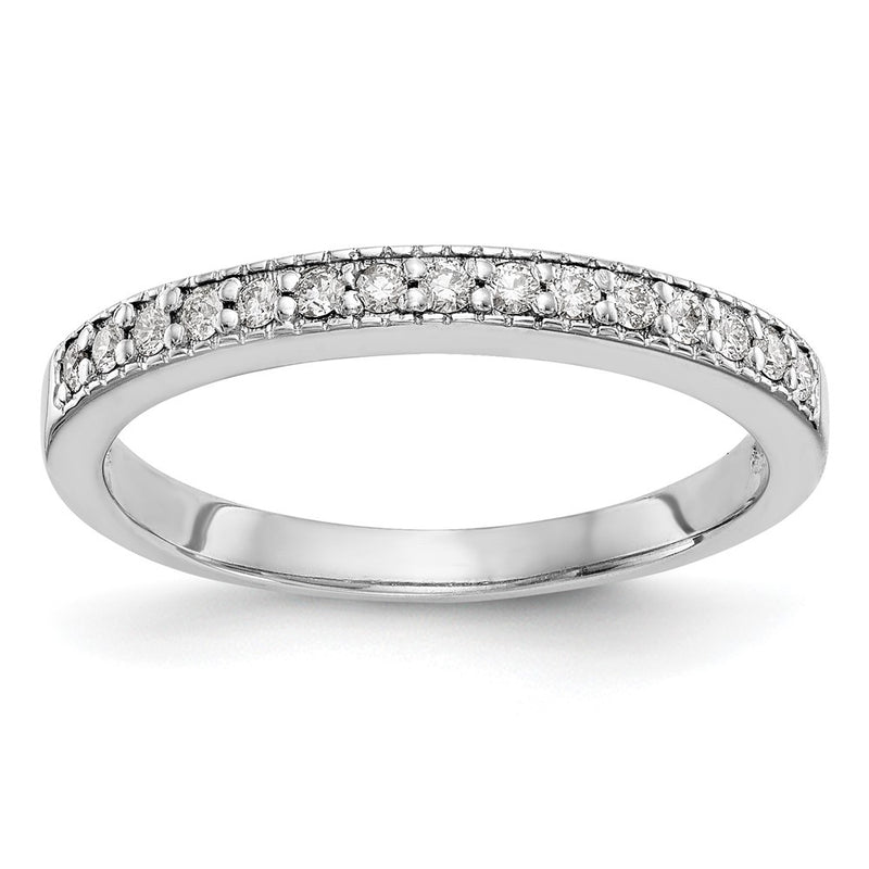 14K White Gold Real Diamond Band - Diamonds: B