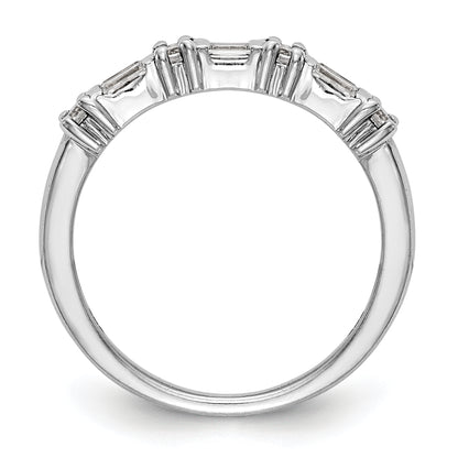 14K White Gold 3/8 Carat Baguette/Round Diamond Complete Wedding Band