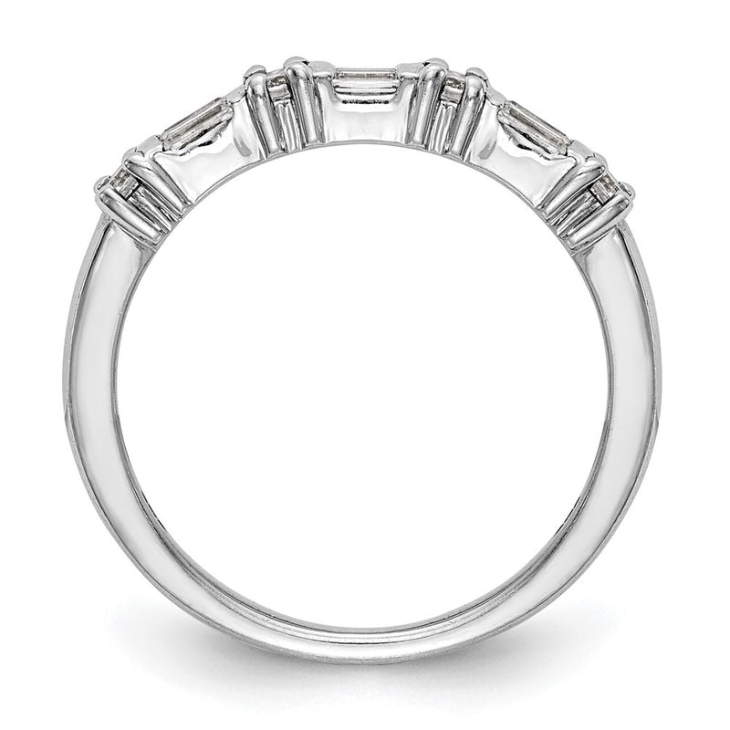 14K White Gold 3/8 Carat Baguette/Round Diamond Complete Wedding Band