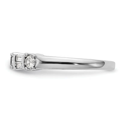 14K White Gold 3/8 Carat Baguette/Round Diamond Complete Wedding Band