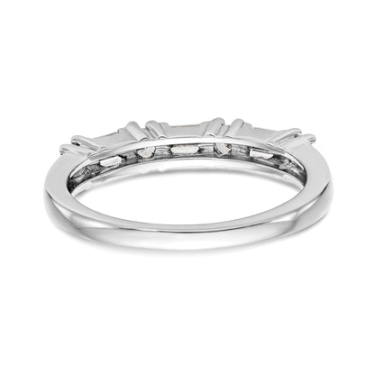 14K White Gold 3/8 Carat Baguette/Round Diamond Complete Wedding Band