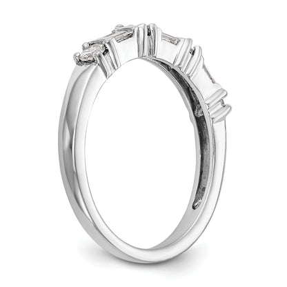 14K White Gold 3/8 Carat Baguette/Round Diamond Complete Wedding Band