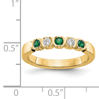14k Yellow Gold Real Diamond w/Emerald Band