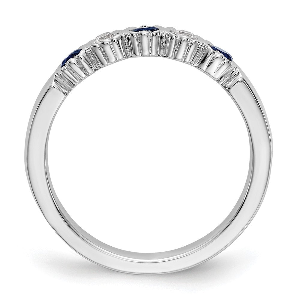 14k White Gold Real Diamond w/Sapphire Band
