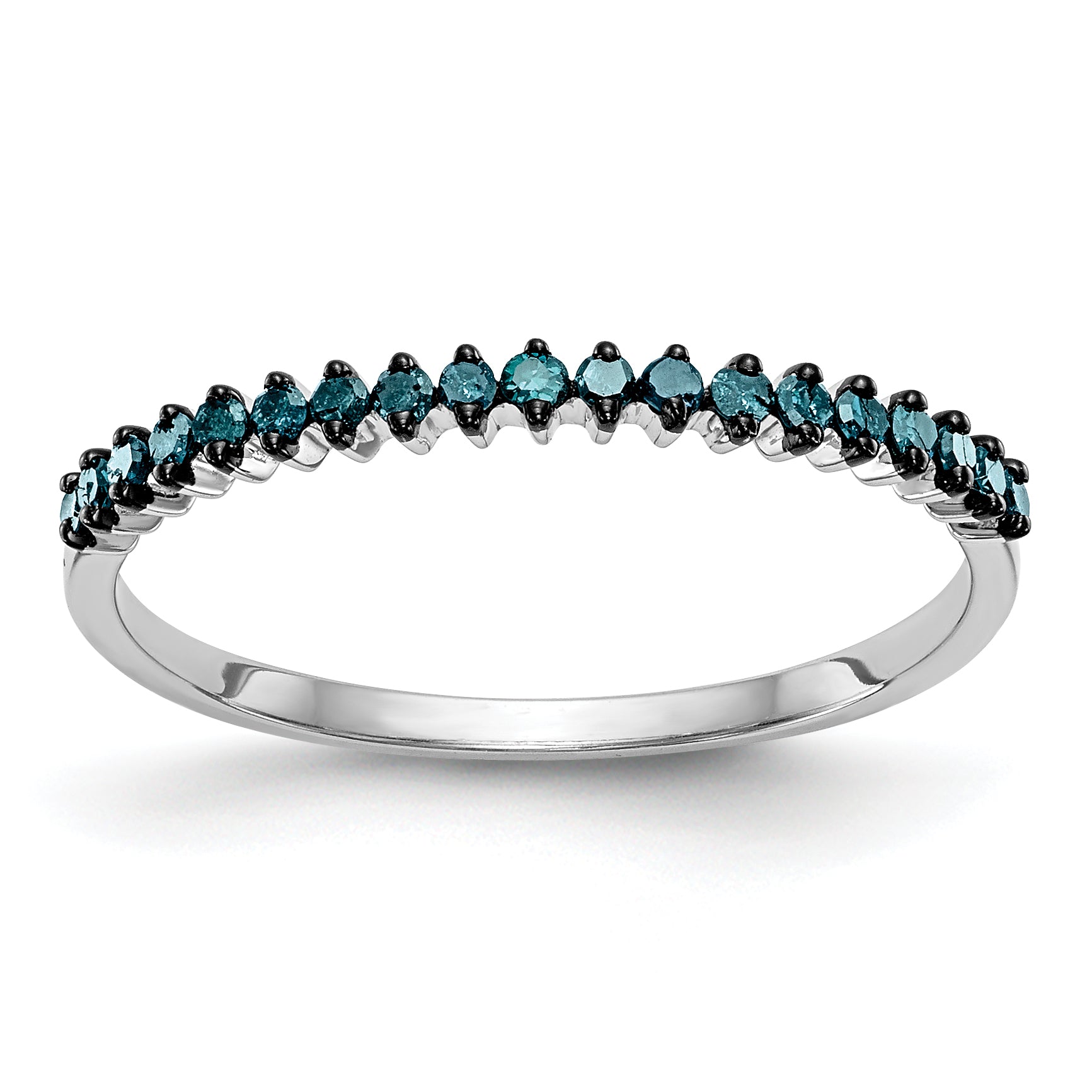 10K White Gold Blue Diamond Band